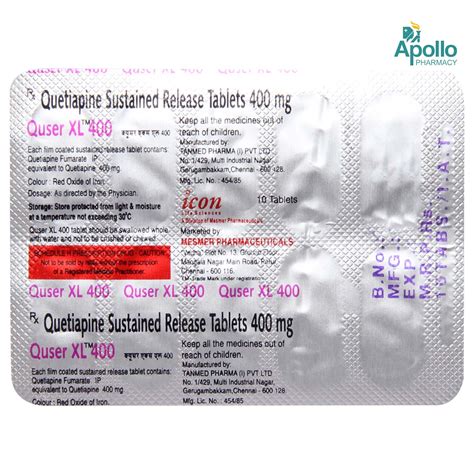QUSER XL 400MG TABLET Price, Uses, Side Effects, Composition - Apollo ...