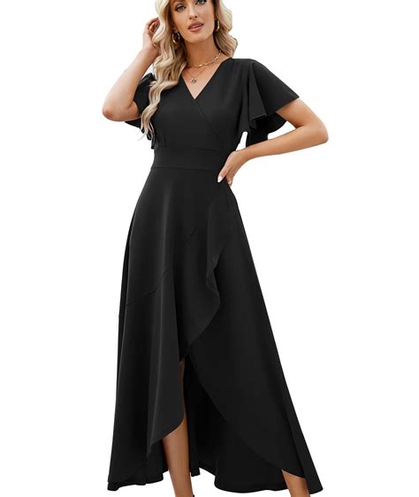 ZZV Wedding Guest Dresses for Women 2024 Gowns Evening Party Cocktail Dress,Long Split Elegant V ...