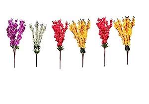 Artificial Orchid Flowers 7 Stick Bunch Without Pot Set of 6 PCS ...
