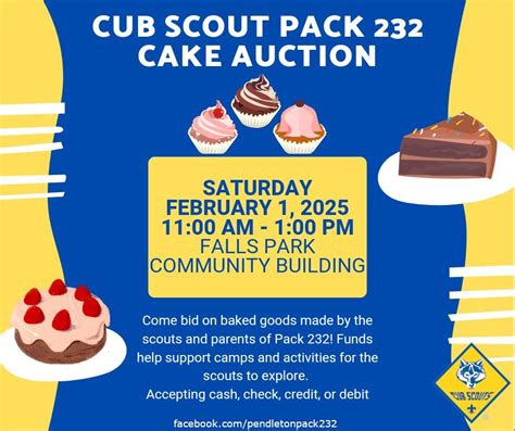 Cub Scout Pack 232 - Cake Auction, Falls Park Community Building ...