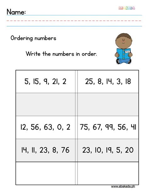 Image result for Ordering Numbers First Grade Worksheet