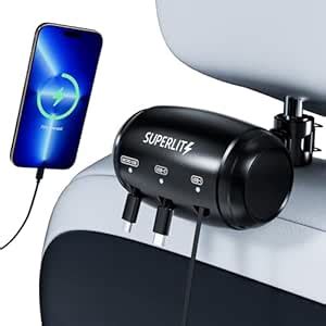 Superlit 3-in-1 Retractable Backseat Car Charger – Headrest Mount ...