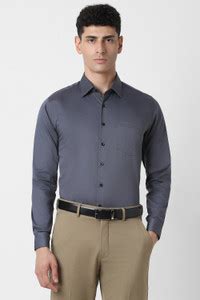 VAN HEUSEN Men Solid Formal Grey Shirt - Buy VAN HEUSEN Men Solid ...