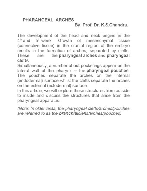 Pharangeal Arches - PHARANGEAL ARCHES By. Prof. Dr. K.S. The ...