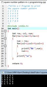 Image result for C Program to Print Number Pattern
