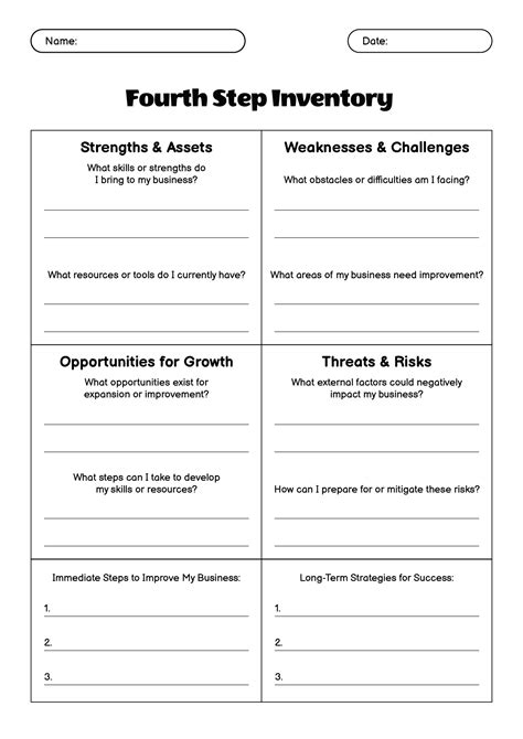 Fourth Step Worksheet Excel