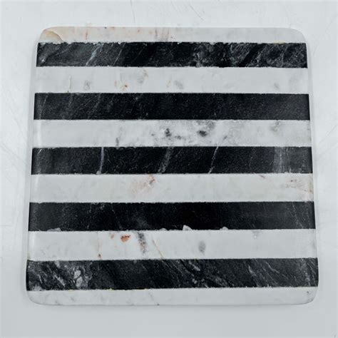 Buy Coasters | Trivet Marble Black and White Stripe Square (Set of 2 ...
