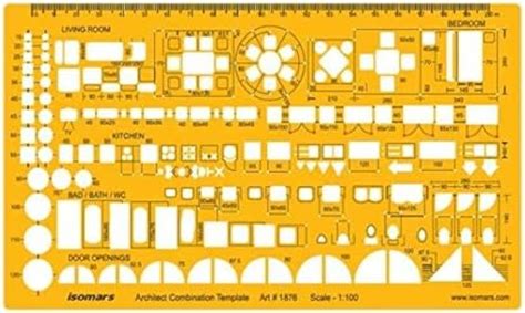 Isomars Architect and Furniture Drawing Drafting Templates Combo - Set ...