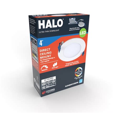 HALO White 4-in 600-Lumen Switchable White Round Dimmable LED Canless ...