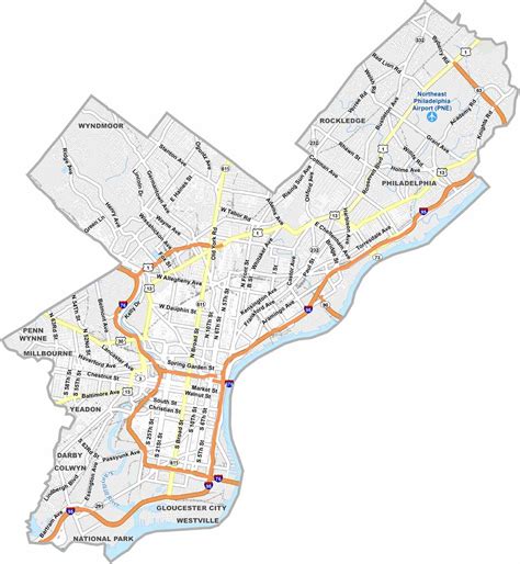 Philadelphia County Map, Pennsylvania - US County Maps