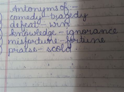 what are the antonyms of this abstract noun comedy, defeat, knowledge ...