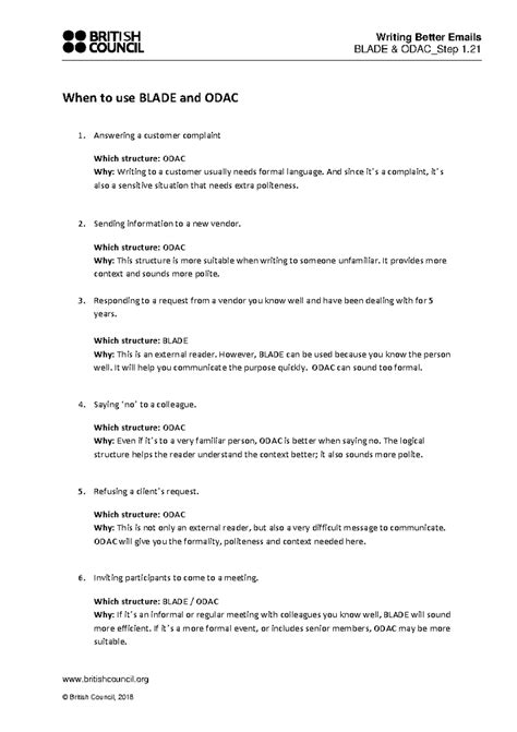 BLADE & ODAC Step 1: Techniques for Effective Email Writing - Studocu