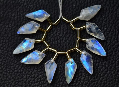 Natural Flashy Rainbow Moonstone Fancy Beads ( 1mm Hole Front Drilled ...
