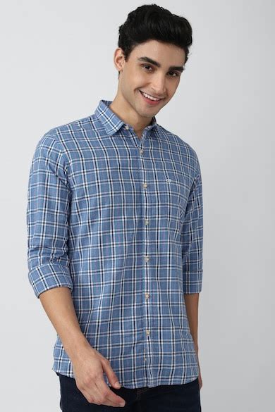 Buy Men Blue Slim Fit Check Full Sleeves Casual Shirt Online - 734408 ...