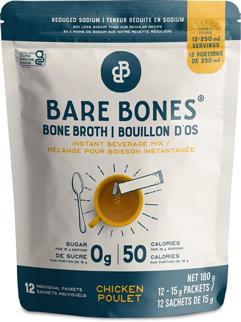 Bare Bones Bone Broth Instant Powdered Beverage Mix, Chicken, Pack of ...
