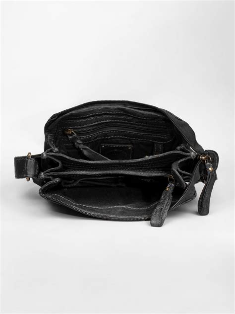 Henry: Black Flap Bag Cross Body In Veg Tan Leather by art n vintage