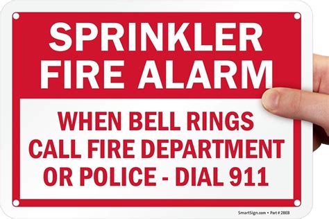 Buy SmartSign "Sprinkler Fire Alarm - When Bell Rings Call 911" Sign ...