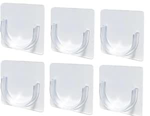 Wall Mount Clear Tension Rod Hooks | Drill-Free Install Self Adhesive ...
