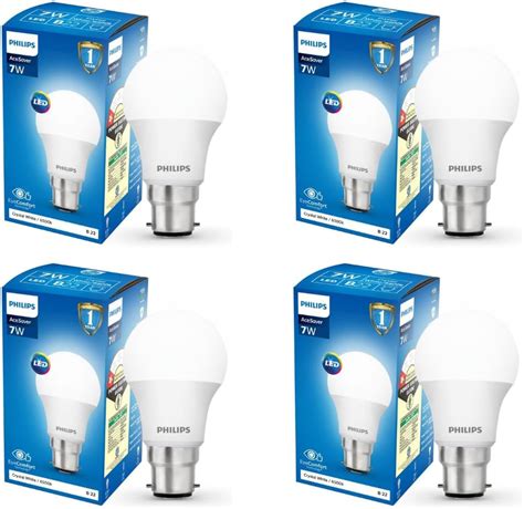 Buy Philips Ace Saver Base B22 7-Watt LED Lamp (Pack of 4, White ...