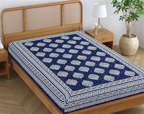 SheetKart Folk Floral 100% Pure Cotton Jaipuri Printed Bedsheet for ...