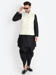VOLFEX Men Kurta Dhoti Pant Ethnic Jacket Set - Buy VOLFEX Men Kurta ...