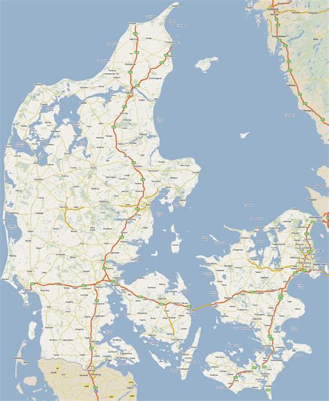 Large road map of Denmark with all cities | Denmark | Europe | Mapsland | Maps of the World