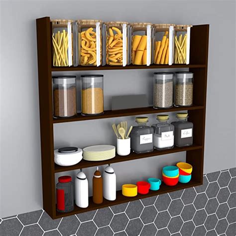 Buy Redrold Kitchen Rack Wall décor tair 4 Wooden Kitchen Shelf Racks ...