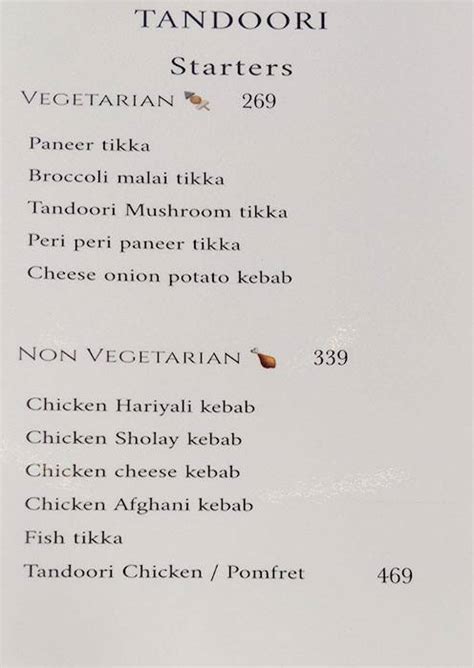 Menu at Spice club, Coimbatore