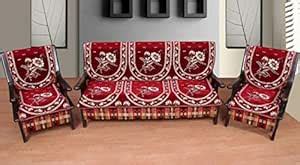 ELOHIM Luxurious Premium Cotton 5 Seater Sofa Cover Set (Set of 6 ...