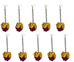 Buy Bhumi Creation Flower Jewellery Yellow Haldi Bridal Maang Tikka ...