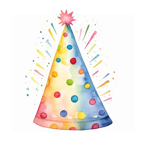 Premium AI Image | there is a watercolor drawing of a party hat with ...