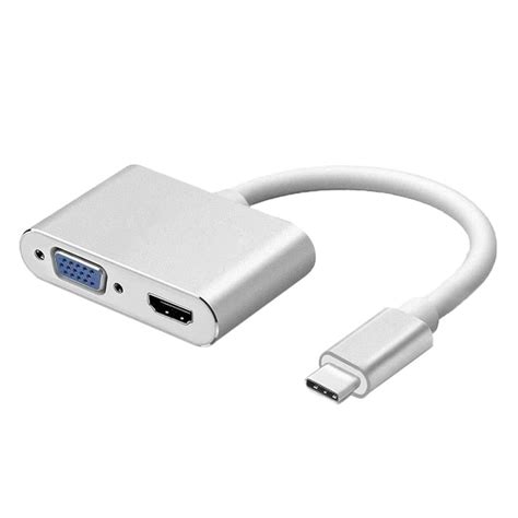 2in1 USB Type C Hub 4K HDMI & VGA Port Display Adapter Splitter Box Si ...