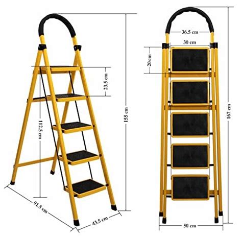 Plantex Premium GI Steel Foldable 5-Step Ladder for Home - Wide Anti ...