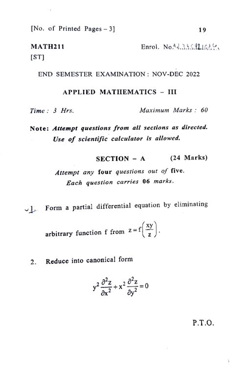 AM3- Final - Applied mathematics - [No. of Printed Pages - 3] MATH [ST ...