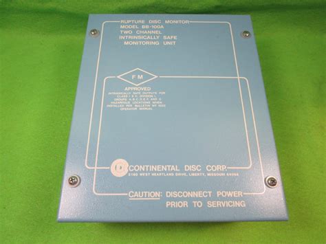 CONTINENTAL DISC CORP BB-100A BB-100-1017 BB100 RUPTURE DISC MONITOR ...
