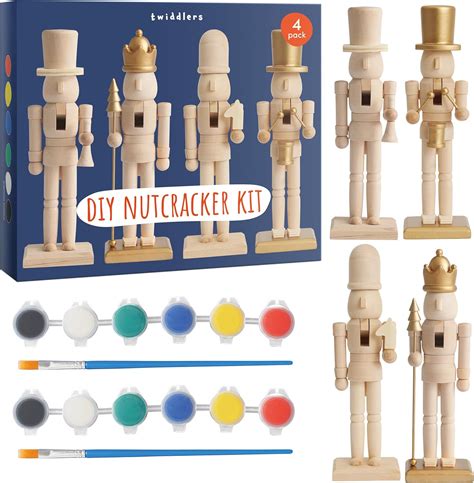 Amazon.com: THE TWIDDLERS 4 Paint Your Own Wooden Nutcracker Soldiers 7 ...