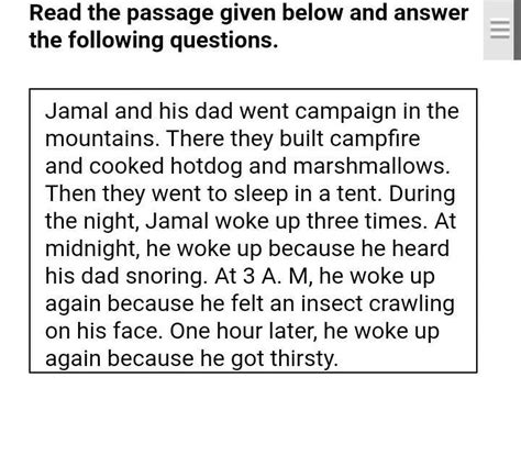 answer the following1. where did jannal and his dad go for caming?2 ...