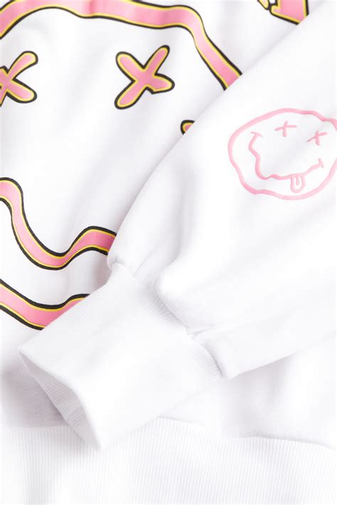 Oversized print-motif hoodie - White/Nirvana - Ladies | H&M IN