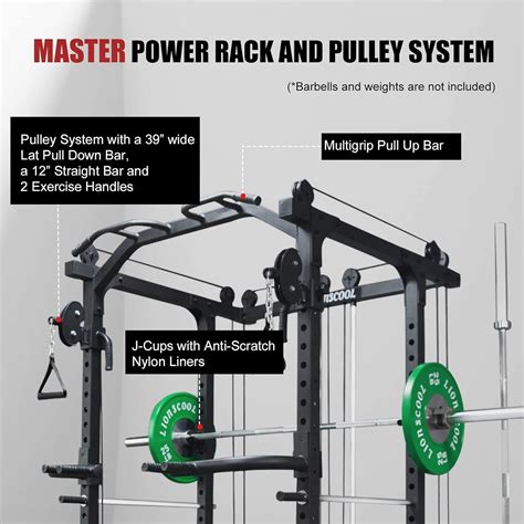 Buy LIONSCOOL Master Power Rack and Pulley System, Equipped with 13 ...