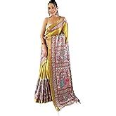 Buy AKHILAM Women's Tussar Silk Ethnic Motif Printed Saree With ...