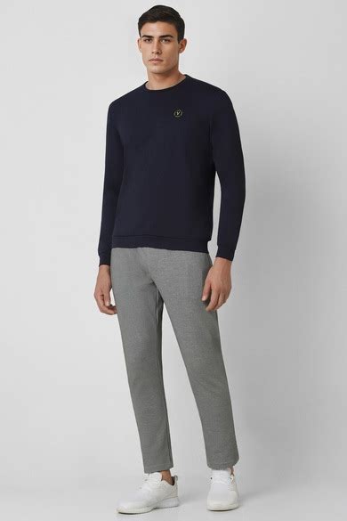 Buy Men Navy Solid Crew Neck Sweatshirt Online - 39704533 | Van Heusen