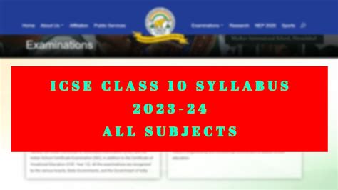 ICSE Class 10 Syllabus 2023 - 2024: Download ICSE Class 10th Syllabus ...