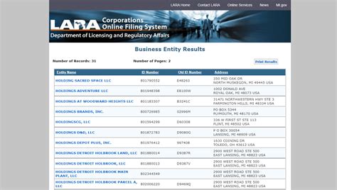 Michigan Secretary of State - Business Entity Search