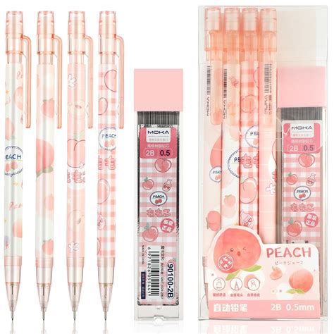 Pink Mechanical Pencils Set 4pcs Cute Mechanical Pencils With Tube ...
