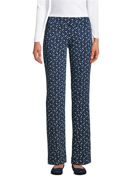 Lands' End Women's Starfish Mid Rise Straight Leg Elastic Waist Pull On ...