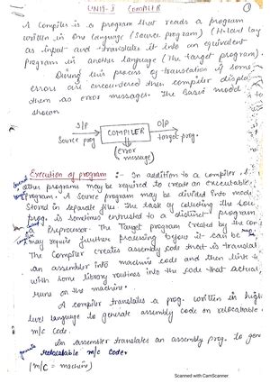 Unit 2 (Parsing, Top Down Parsing) - Compiler Design - Studocu