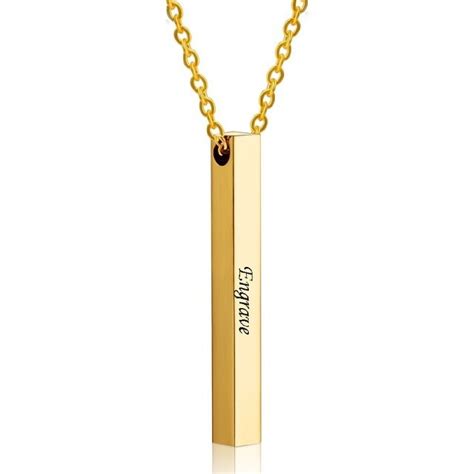Stainless Steel Personalized Engraved Letter All Side Necklace Pendant ...