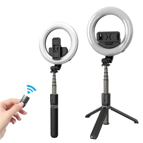 Vaku ® Portable 16cm LED Ring Light Bluetooth Selfie Stick Tripod-with ...