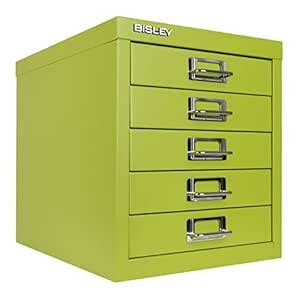 5-Drawer Steel MultiDrawer Cabinet - Bisley Green, Chrome Pull Handles ...