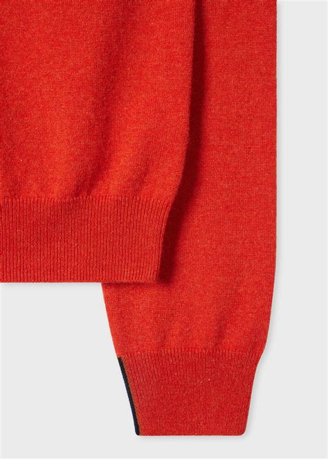 Men's Bright Red Cashmere Crew Neck Sweater